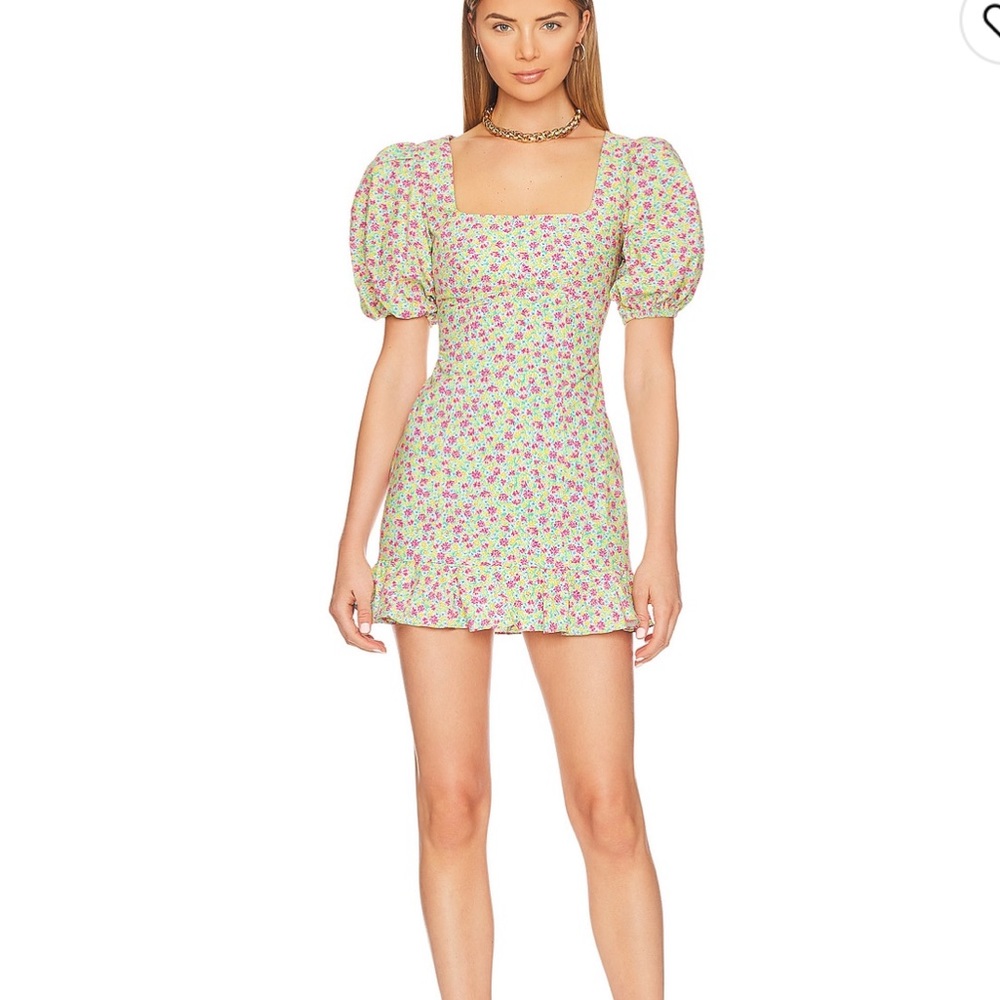 Lovers + Friends Floral Mini Dress in Green and Purple
